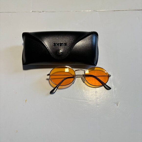 NEW Shein Gold Frame Yellow/Orange Lens Oval Glasses - Picture 6 of 6